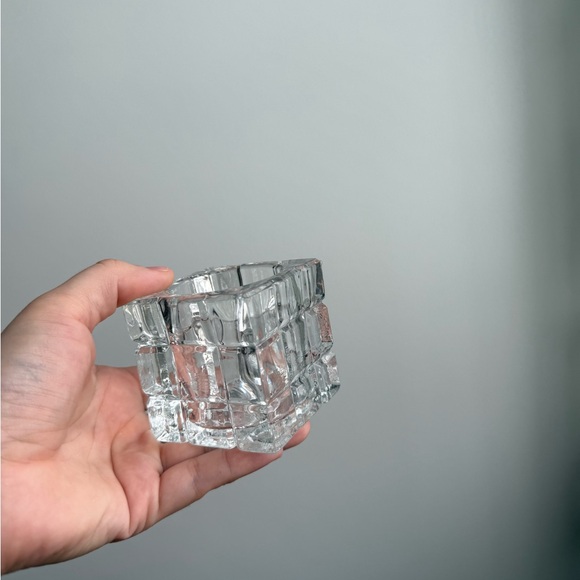 2 Vintage Glass Brutalist Ice Cube Tealight Candle Holders Made in Taiwan MCM - Picture 6 of 16